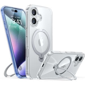 Husa pentru iPhone 16 - Torras Ostand Spin MagSafe Series - Clear