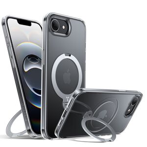 Husa pentru iPhone 16e - Torras Ostand Spin MagSafe Series - Clear