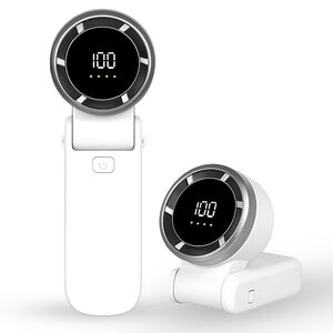Ventilator Portabil de Mana cu Afisaj Digital Sea Breeze, 100 Trepte de Viteza, Baterie 5000mAh, Turbo Motor 13000RPM, Compact și Reîncărcabil USB-C – Alb