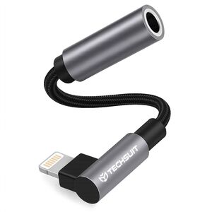 Adaptor Jack, Lightning, Hi-Fi, 3A, 0.1m - Techsuit MusicDoX (AC6) - Gray