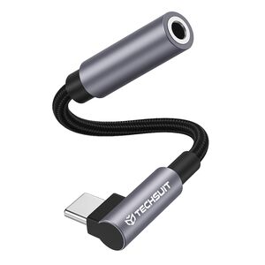 Adaptor Jack, Type-C, Hi-Fi, 3A, 0.1m - Techsuit MusicDoX (AC7) - Gray