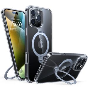 Husa pentru iPhone 16 Pro - Torras Ostand Spin MagSafe Series - Clear