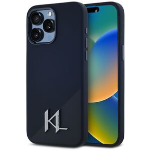 Husa Karl Lagerfeld pentru iPhone 15 Pro Max Silicone MagSafe, Shadow Metal Initial, negru