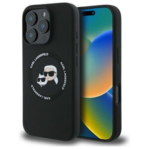 Husa Karl Lagerfeld pentru iPhone 16 Pro Max Silicone MagSafe, Karl&Choupette Head - negru