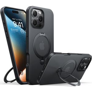 Husa pentru iPhone 16 Pro - Torras Ostand Spin MagSafe Series - Negru
