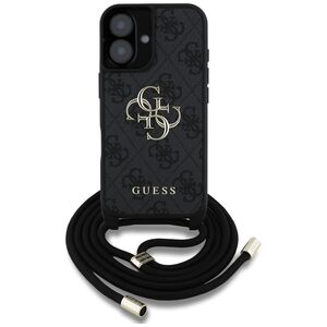Husa pentru iPhone 16 - Guess Hardcase 4G Big Logo with Cord Strap - Black