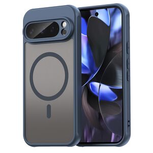 Husa pentru  Google Pixel 9 Pro cu protectie pentru lentile si MagSafe EasyCharge, Ghost Series Anti-ingalbenire, frosted - Albastru