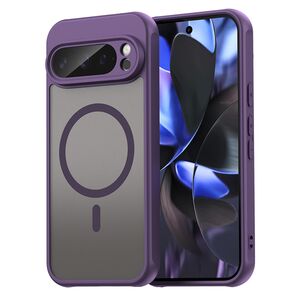 Husa pentru  Google Pixel 9 Pro cu protectie pentru lentile si MagSafe EasyCharge, Ghost Series Anti-ingalbenire, frosted - Mov