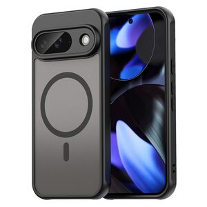 Husa pentru  Google Pixel 9 cu protectie pentru lentile si MagSafe EasyCharge, Ghost Series Anti-ingalbenire, frosted - Negru