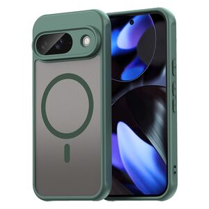 Husa pentru  Google Pixel 9 cu protectie pentru lentile si MagSafe EasyCharge, Ghost Series Anti-ingalbenire, frosted - Verde