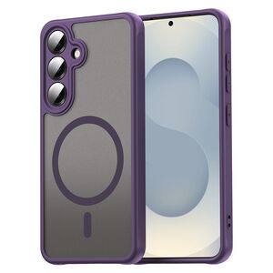 Husa pentru  Samsung Galaxy S24+ Plus cu protectie pentru lentile si MagSafe EasyCharge, Ghost Series Anti-ingalbenire, frosted - Mov