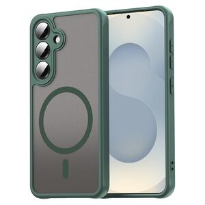Husa pentru  Samsung Galaxy S24+ Plus cu protectie pentru lentile si MagSafe EasyCharge, Ghost Series Anti-ingalbenire, frosted - Verde