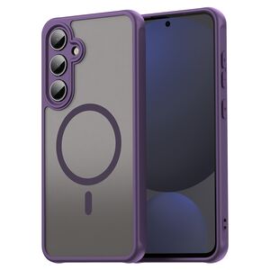 Husa pentru  Samsung Galaxy S24 FE cu protectie pentru lentile si MagSafe EasyCharge, Ghost Series Anti-ingalbenire, frosted - Mov