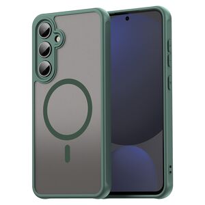 Husa pentru  Samsung Galaxy S24 FE cu protectie pentru lentile si MagSafe EasyCharge, Ghost Series Anti-ingalbenire, frosted - Verde