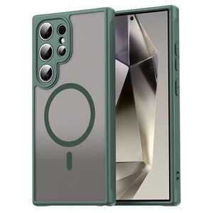 Husa pentru  Samsung Galaxy S24 Ultra cu protectie pentru lentile si MagSafe EasyCharge, Ghost Series Anti-ingalbenire, frosted - Verde