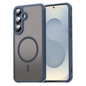 Husa pentru  Samsung Galaxy S25 Plus cu protectie pentru lentile si MagSafe EasyCharge, Ghost Series Anti-ingalbenire, frosted - Albastru