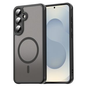 Husa pentru  Samsung Galaxy S25 Plus cu protectie pentru lentile si MagSafe EasyCharge, Ghost Series Anti-ingalbenire, frosted - Negru