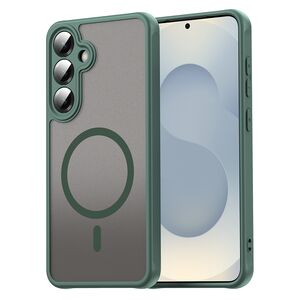 Husa pentru  Samsung Galaxy S25 Plus cu protectie pentru lentile si MagSafe EasyCharge, Ghost Series Anti-ingalbenire, frosted - Verde