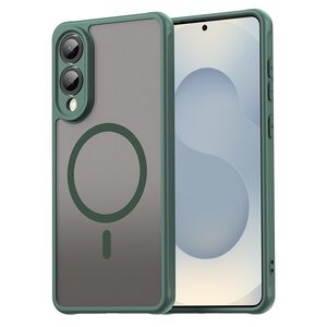 Husa pentru  Samsung Galaxy S25 Edge cu protectie pentru lentile si MagSafe EasyCharge, Ghost Series Anti-ingalbenire, frosted - Verde