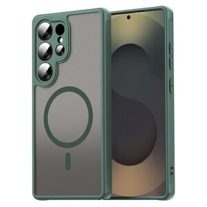 Husa pentru  Samsung Galaxy S25 Ultra cu protectie pentru lentile si MagSafe EasyCharge, Ghost Series Anti-ingalbenire, frosted - Verde