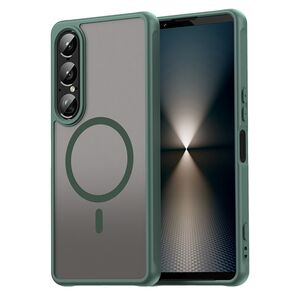 Husa pentru  Sony Xperia 1 VII cu protectie pentru lentile si MagSafe EasyCharge, Ghost Series Anti-ingalbenire, frosted - Verde