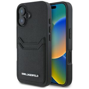 Husa pentru iPhone 16 - Karl Lagerfeld Hardcase Grained Leather Cardslots - Metal Elong