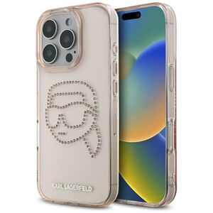 Husa pentru iPhone 16 Pro - Karl Lagerfeld IML Rhinestones - Pink Karl Head