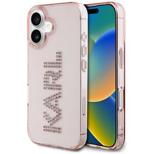 Husa pentru iPhone 16 - Karl Lagerfeld IML Rhinestones - Pink Logo