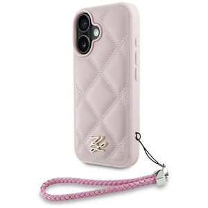 Husa pentru iPhone 16 - Karl Lagerfeld Quilted Initial Logo & Chain Strap - Pink