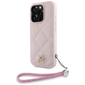 Husa pentru iPhone 16 Pro Max - Karl Lagerfeld Quilted Initial Logo & Chain Strap - Pink