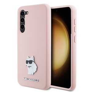Husa pentru Samsung Galaxy S23 - Karl Lagerfeld Silicone - Pink Choupette Metal Pin