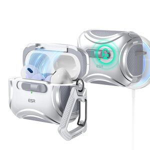 Husa Apple AirPods Pro 1 / 2 ESR Cyber Magnetic Lock HaloLock, gri
