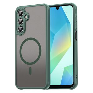 Husa pentru  Samsung Galaxy A16 cu protectie pentru lentile si MagSafe EasyCharge, Ghost Series Anti-ingalbenire, frosted - Verde