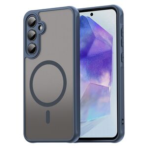 Husa pentru  Samsung Galaxy A35 cu protectie pentru lentile si MagSafe EasyCharge, Ghost Series Anti-ingalbenire, frosted - Albastru