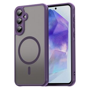 Husa pentru  Samsung Galaxy A55 cu protectie pentru lentile si MagSafe EasyCharge, Ghost Series Anti-ingalbenire, frosted - Mov