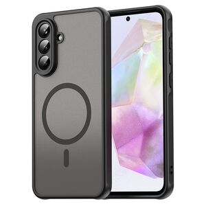 Husa pentru  Samsung Galaxy A56 cu protectie pentru lentile si MagSafe EasyCharge, Ghost Series Anti-ingalbenire, frosted - Negru