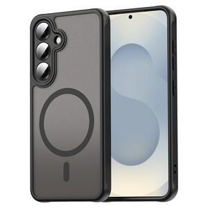 Husa pentru  Samsung Galaxy S24 cu protectie pentru lentile si MagSafe EasyCharge, Ghost Series Anti-ingalbenire, frosted - Negru