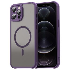 Husa pentru  iPhone 12 Pro cu protectie pentru lentile si MagSafe EasyCharge, Ghost Series Anti-ingalbenire, frosted - Mov