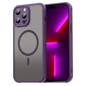 Husa pentru  iPhone 13 Pro cu protectie pentru lentile si MagSafe EasyCharge, Ghost Series Anti-ingalbenire, frosted - Mov