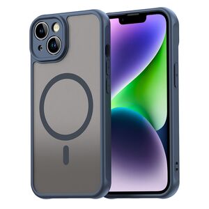 Husa pentru  iPhone 13 cu protectie pentru lentile si MagSafe EasyCharge, Ghost Series Anti-ingalbenire, frosted - Albastru