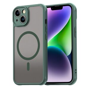 Husa pentru  iPhone 13 cu protectie pentru lentile si MagSafe EasyCharge, Ghost Series Anti-ingalbenire, frosted - Verde