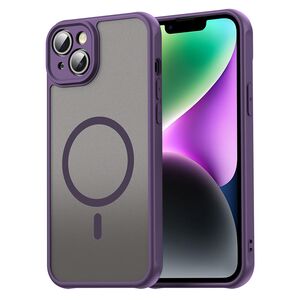 Husa pentru  iPhone 14 Plus cu protectie pentru lentile si MagSafe EasyCharge, Ghost Series Anti-ingalbenire, frosted - Mov