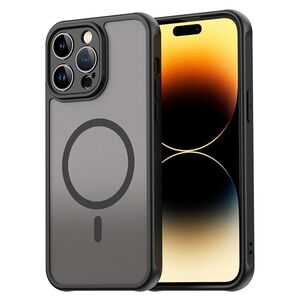 Husa pentru  iPhone 14 Pro Max cu protectie pentru lentile si MagSafe EasyCharge, Ghost Series Anti-ingalbenire, frosted - Negru