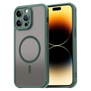 Husa pentru  iPhone 14 Pro Max cu protectie pentru lentile si MagSafe EasyCharge, Ghost Series Anti-ingalbenire, frosted - Verde