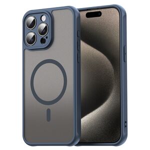 Husa pentru  iPhone 15 Pro Max cu protectie pentru lentile si MagSafe EasyCharge, Ghost Series Anti-ingalbenire, frosted - Albastru