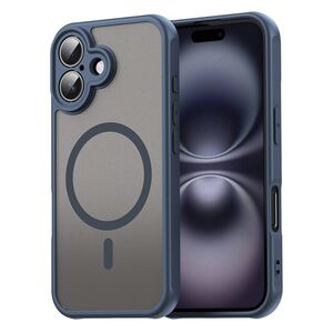Husa pentru  iPhone 16 Plus cu protectie pentru lentile si MagSafe EasyCharge, Ghost Series Anti-ingalbenire, frosted - Albastru