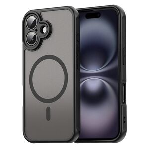 Husa pentru  iPhone 16 Plus cu protectie pentru lentile si MagSafe EasyCharge, Ghost Series Anti-ingalbenire, frosted - Negru