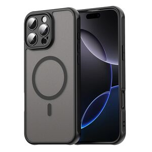 Husa pentru  iPhone 16 Pro Max cu protectie pentru lentile si MagSafe EasyCharge, Ghost Series Anti-ingalbenire, frosted - Negru