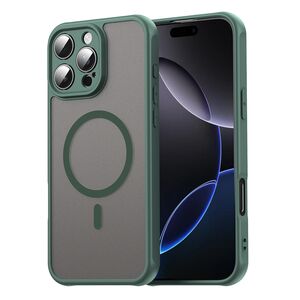 Husa pentru  iPhone 16 Pro Max cu protectie pentru lentile si MagSafe EasyCharge, Ghost Series Anti-ingalbenire, frosted - Verde