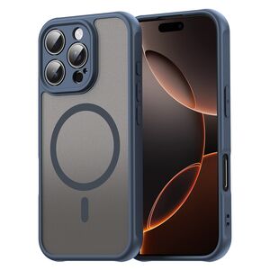 Husa pentru  iPhone 16 Pro cu protectie pentru lentile si MagSafe EasyCharge, Ghost Series Anti-ingalbenire, frosted - Albastru